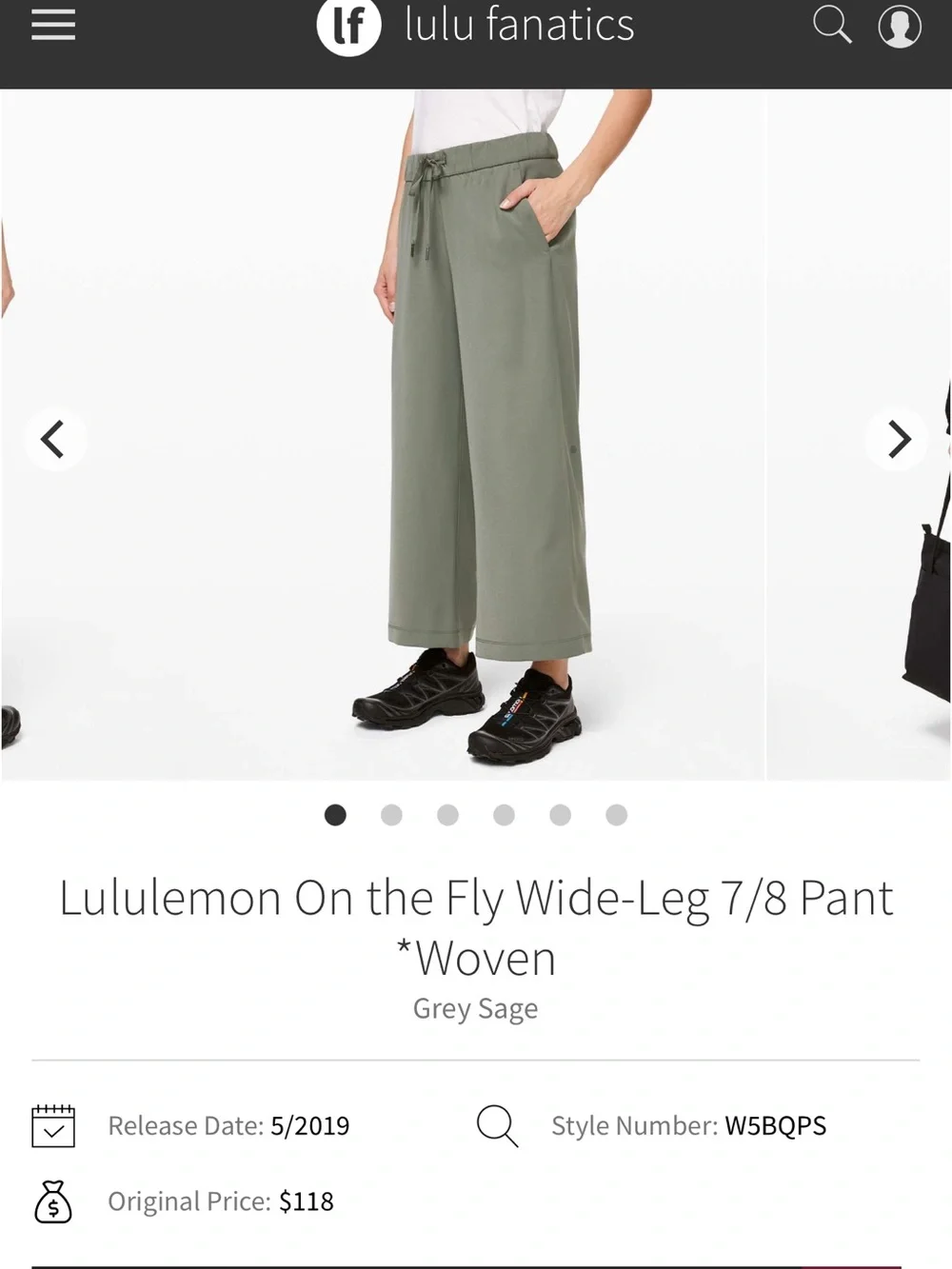 lululemon athletica On the Fly Wide-Leg 7/8 Pant - Grey Sage